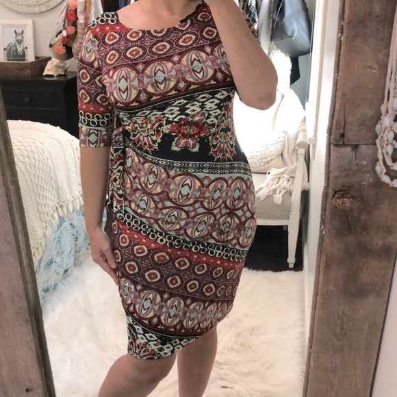 Olivia Matthews size large floral faux wrap dress - Picture 4 of 8